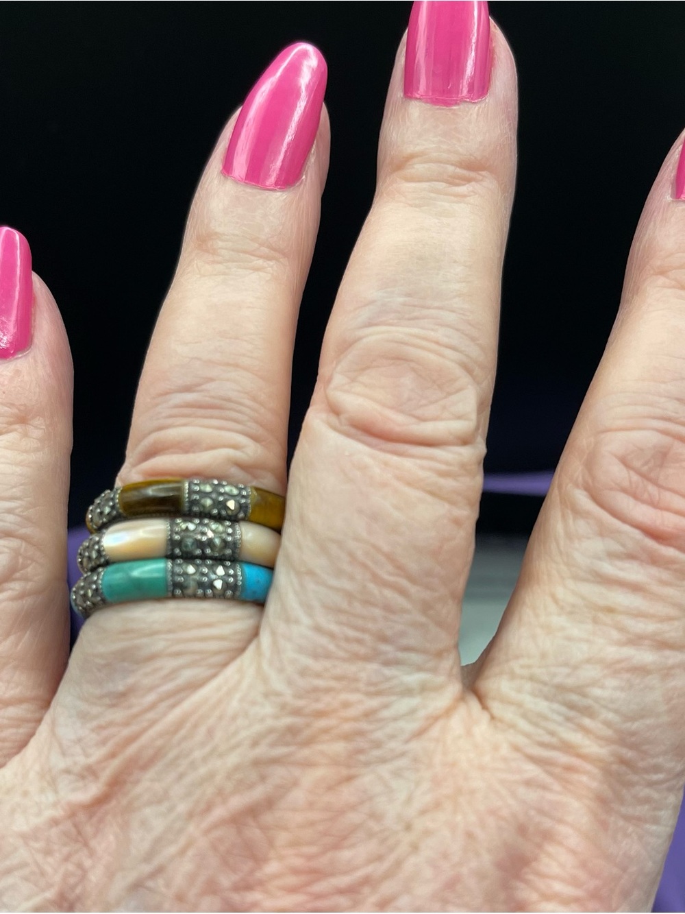 Set a vintage SS suspicion, QVC stack rings, art deco revival 90’s … 10.6 g - Picture 5 of 13